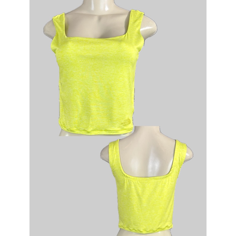 The North Face L Heather Volt Neon Spring Green Wayfair Crop Tank Built In Bra